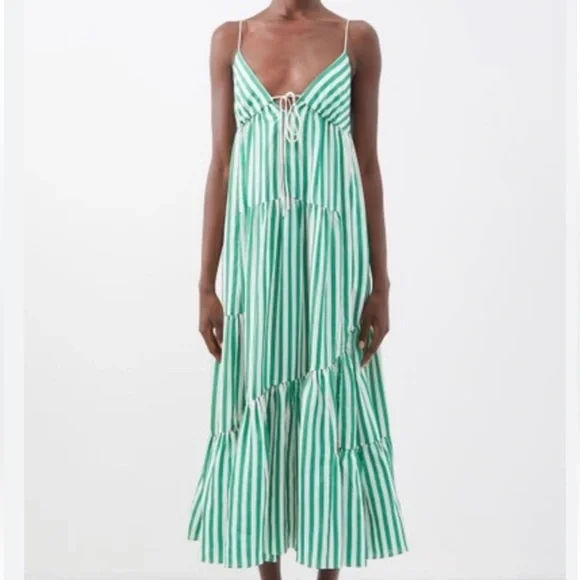 La Ligne Drawstring front striped cotton dress size xl - Picture 2 of 11